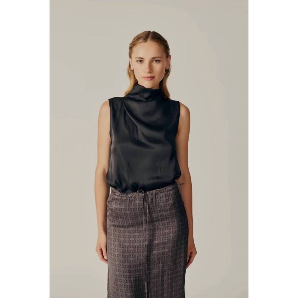NEW DÈLUC vinca sleeveless cowl top in black